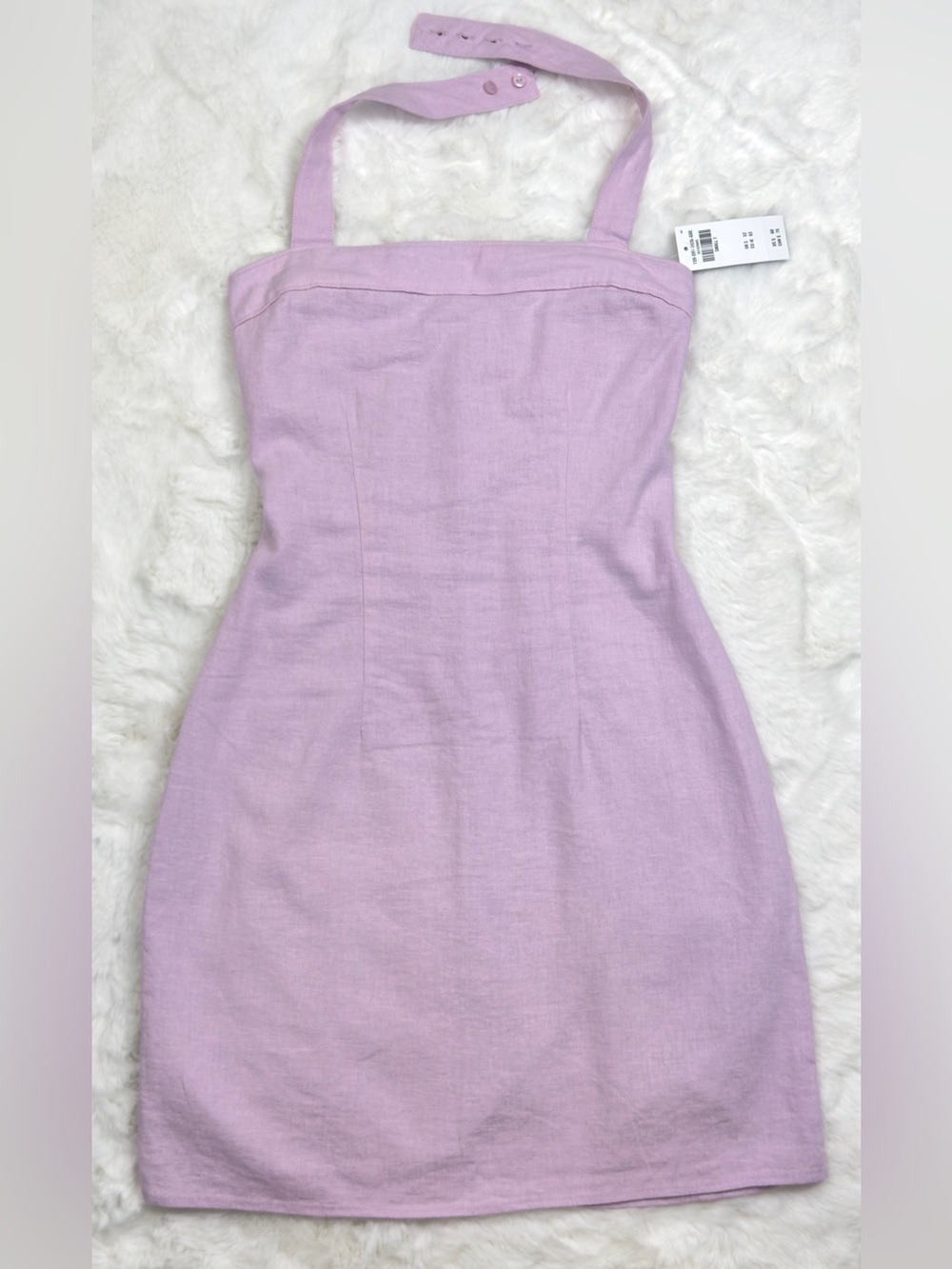 NWT A&F Light Pink Halter Linen-Blend Mini Dress - Picture 12 of 12